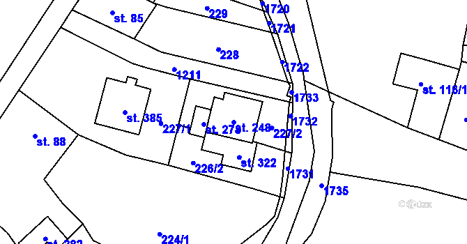 Parcela st. 248 v KÚ Pilníkov I, Katastrální mapa