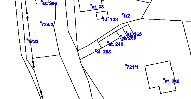 Parcela st. 263 v KÚ Pilníkov I, Katastrální mapa