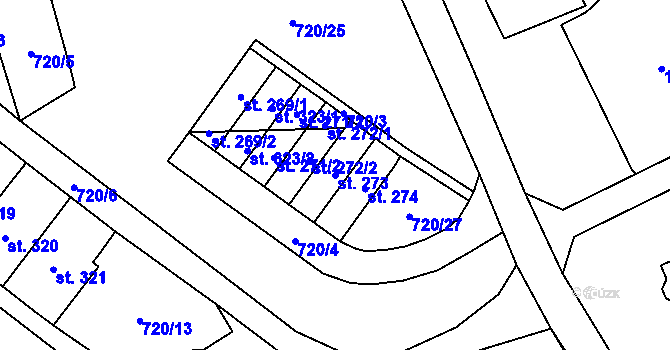 Parcela st. 273 v KÚ Pilníkov I, Katastrální mapa