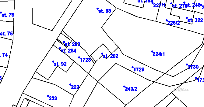 Parcela st. 282 v KÚ Pilníkov I, Katastrální mapa