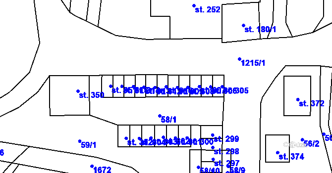 Parcela st. 310 v KÚ Pilníkov I, Katastrální mapa