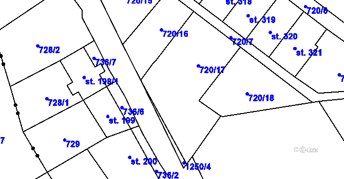 Parcela st. 720/20 v KÚ Pilníkov I, Katastrální mapa