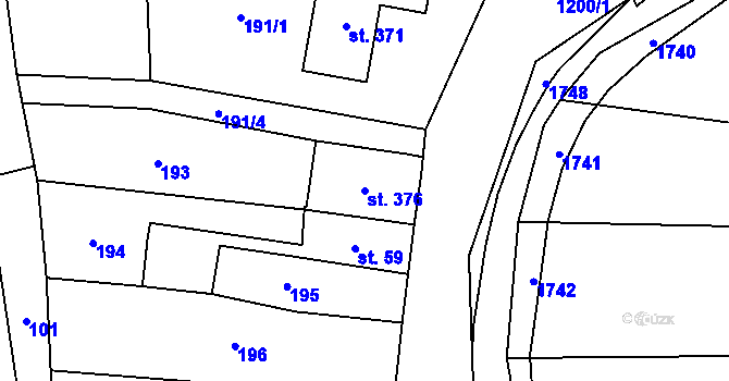 Parcela st. 376 v KÚ Pilníkov I, Katastrální mapa