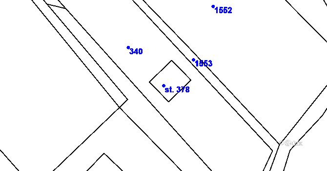 Parcela st. 378 v KÚ Pilníkov I, Katastrální mapa
