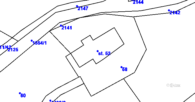 Parcela st. 52 v KÚ Pilníkov II, Katastrální mapa