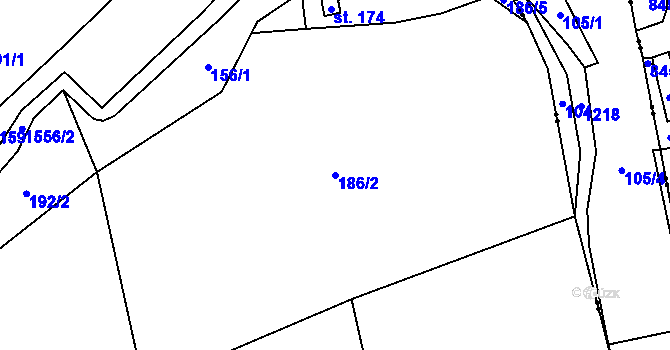 Parcela st. 186/2 v KÚ Pilníkov II, Katastrální mapa