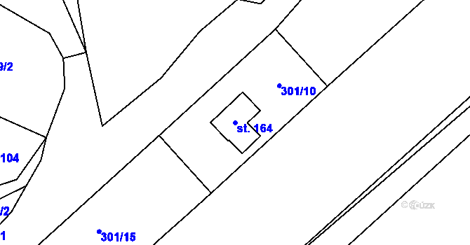 Parcela st. 164 v KÚ Pilníkov II, Katastrální mapa