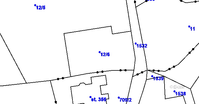 Parcela st. 12/6 v KÚ Pilníkov II, Katastrální mapa