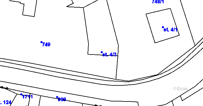Parcela st. 4/3 v KÚ Pilníkov III, Katastrální mapa