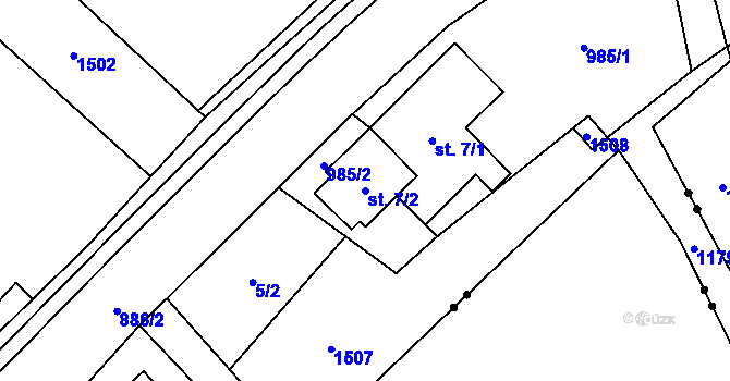 Parcela st. 7/2 v KÚ Pilníkov III, Katastrální mapa