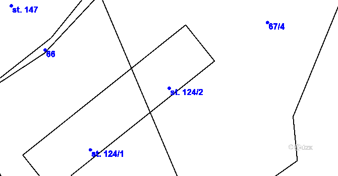 Parcela st. 124/2 v KÚ Pilníkov III, Katastrální mapa