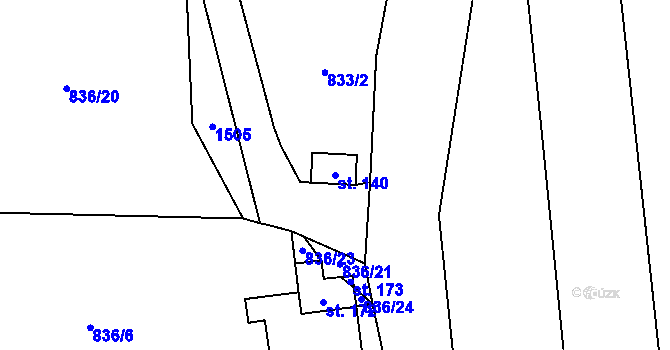 Parcela st. 140 v KÚ Pilníkov III, Katastrální mapa