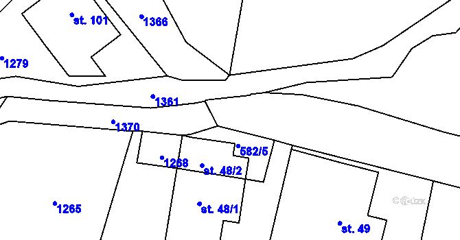 Parcela st. 582/4 v KÚ Pilníkov III, Katastrální mapa