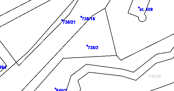 Parcela st. 738/2 v KÚ Pilníkov III, Katastrální mapa
