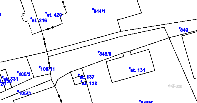 Parcela st. 845/6 v KÚ Pilníkov III, Katastrální mapa