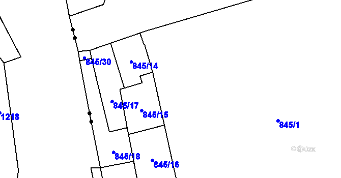 Parcela st. 845/12 v KÚ Pilníkov III, Katastrální mapa