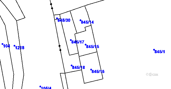 Parcela st. 845/15 v KÚ Pilníkov III, Katastrální mapa