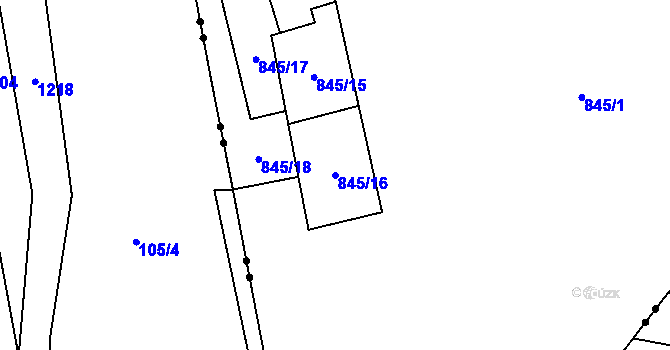 Parcela st. 845/16 v KÚ Pilníkov III, Katastrální mapa