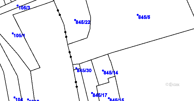 Parcela st. 845/26 v KÚ Pilníkov III, Katastrální mapa