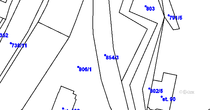 Parcela st. 854/3 v KÚ Pilníkov III, Katastrální mapa