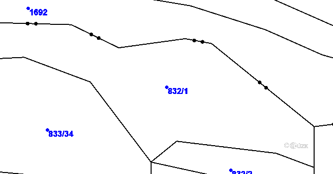 Parcela st. 832/1 v KÚ Pilníkov III, Katastrální mapa
