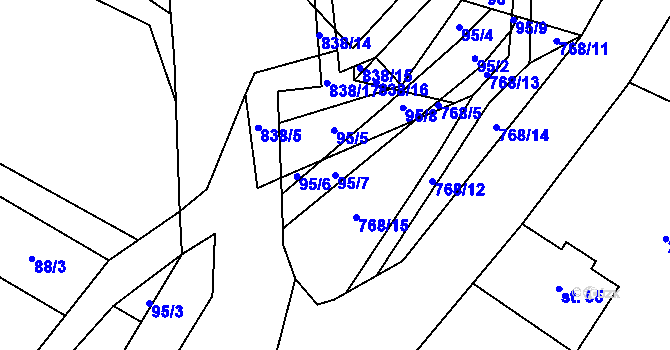 Parcela st. 95/7 v KÚ Bukovice u Písařova, Katastrální mapa