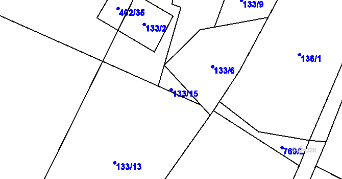 Parcela st. 133/15 v KÚ Bukovice u Písařova, Katastrální mapa