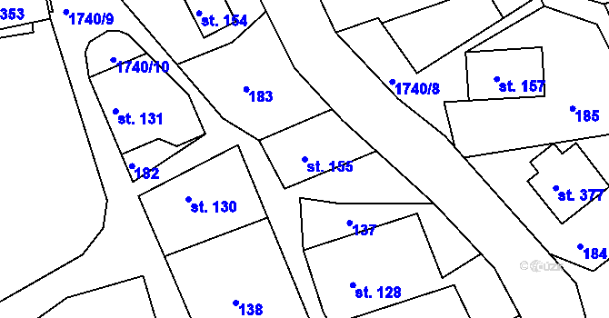 Parcela st. 155 v KÚ Písařov, Katastrální mapa