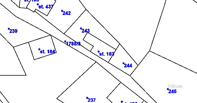 Parcela st. 183 v KÚ Písařov, Katastrální mapa