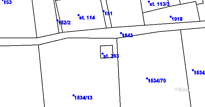 Parcela st. 393 v KÚ Písařov, Katastrální mapa