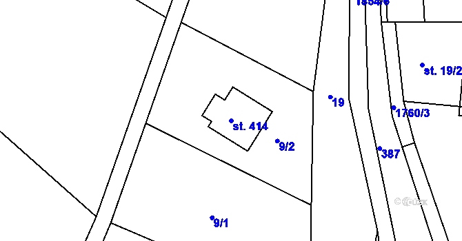 Parcela st. 414 v KÚ Písařov, Katastrální mapa