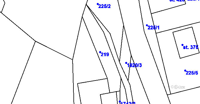 Parcela st. 219 v KÚ Písařov, Katastrální mapa