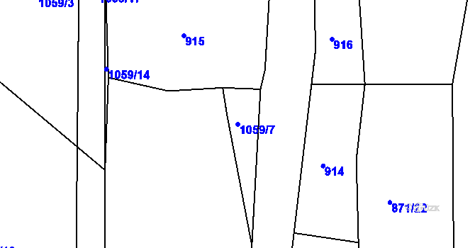 Parcela st. 1059/7 v KÚ Písařov, Katastrální mapa
