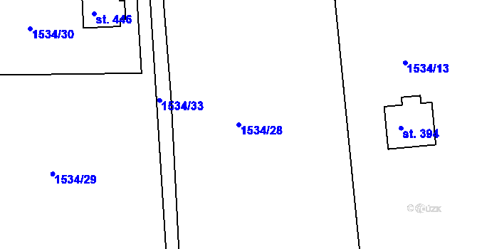 Parcela st. 1534/28 v KÚ Písařov, Katastrální mapa