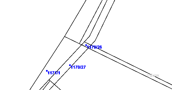 Parcela st. 1170/26 v KÚ Písařov, Katastrální mapa