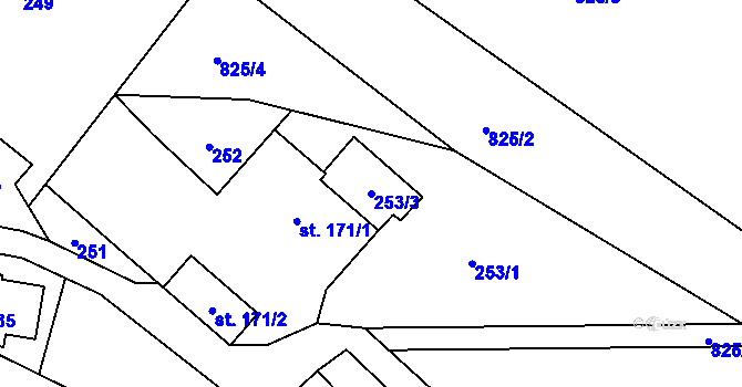 Parcela st. 253/3 v KÚ Písařov, Katastrální mapa