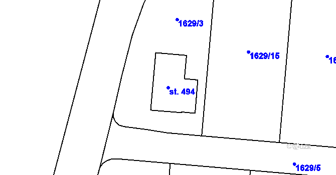 Parcela st. 494 v KÚ Písařov, Katastrální mapa