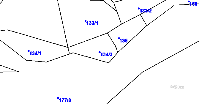 Parcela st. 134/3 v KÚ Písečná u Dobranova, Katastrální mapa