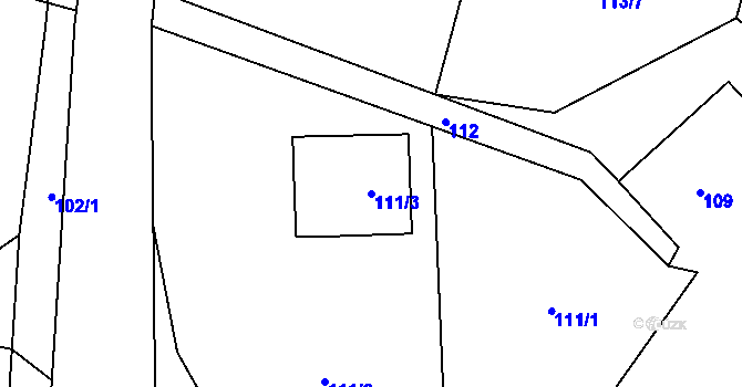 Parcela st. 111/3 v KÚ Písečná u Dobranova, Katastrální mapa