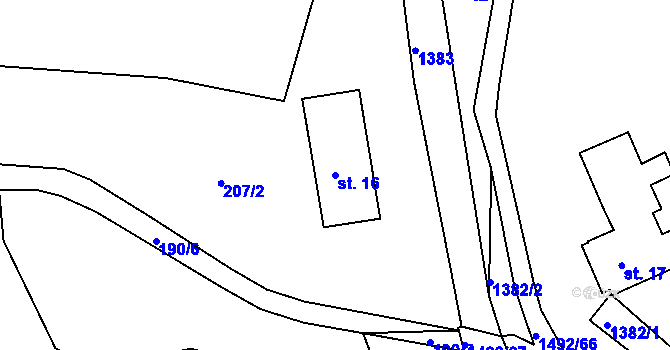 Parcela st. 16 v KÚ Písečná u Žamberka, Katastrální mapa