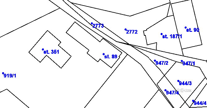 Parcela st. 89 v KÚ Písečná u Žamberka, Katastrální mapa