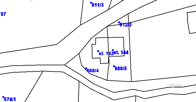 Parcela st. 143 v KÚ Písečná u Žamberka, Katastrální mapa