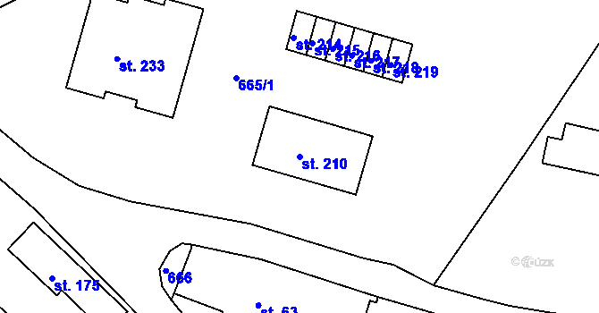 Parcela st. 210 v KÚ Písečná u Žamberka, Katastrální mapa