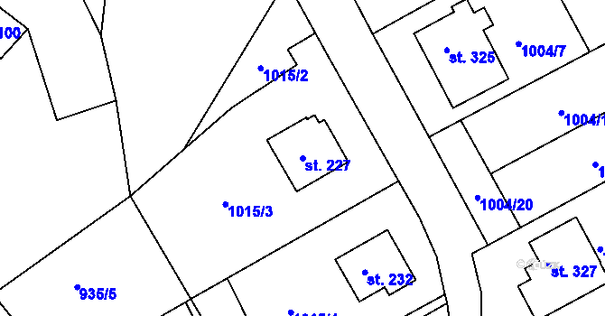 Parcela st. 227 v KÚ Písečná u Žamberka, Katastrální mapa