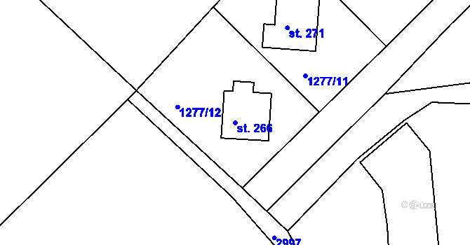 Parcela st. 266 v KÚ Písečná u Žamberka, Katastrální mapa