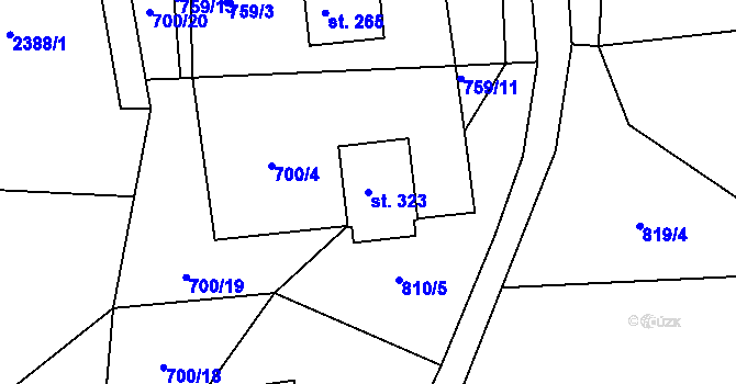 Parcela st. 323 v KÚ Písečná u Žamberka, Katastrální mapa