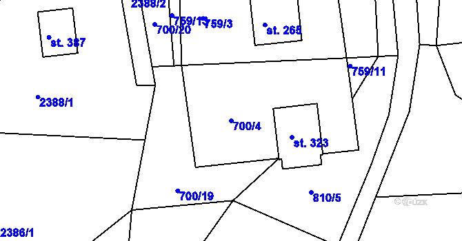 Parcela st. 700/4 v KÚ Písečná u Žamberka, Katastrální mapa