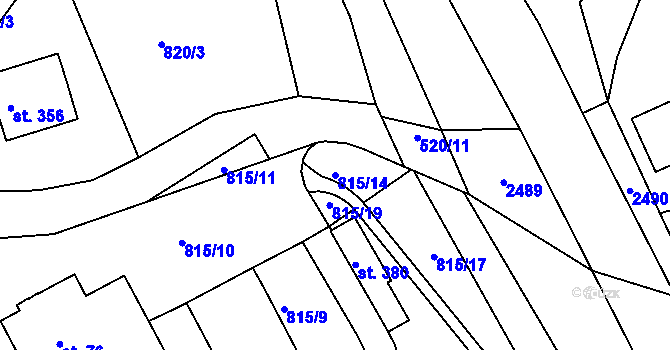 Parcela st. 815/14 v KÚ Písečná u Žamberka, Katastrální mapa
