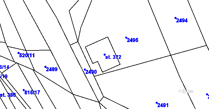 Parcela st. 372 v KÚ Písečná u Žamberka, Katastrální mapa