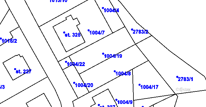 Parcela st. 1004/19 v KÚ Písečná u Žamberka, Katastrální mapa